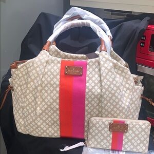 NWOT Kate Spade Cream and Brown Baby Bag and Wallet